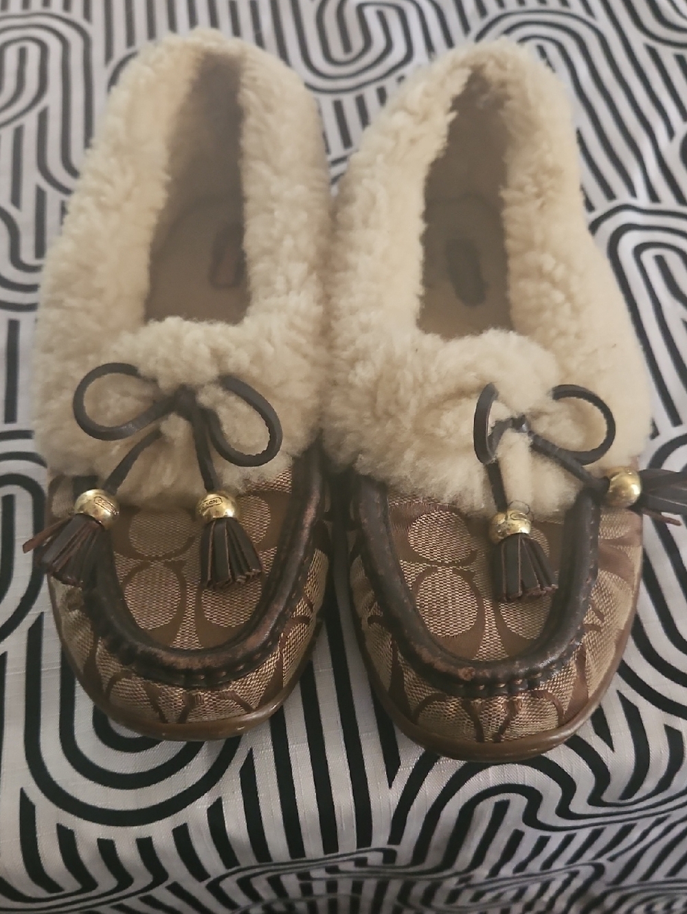 Women’s Coach Shearling Moccasin Fiona 7.